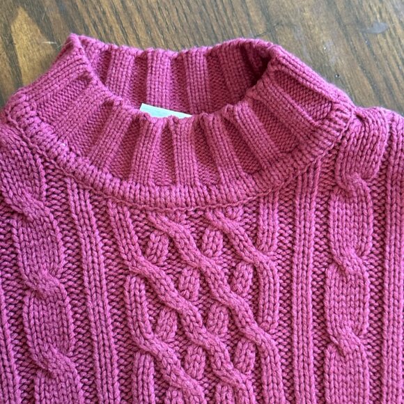 Vintage Classic Elements Cable Knit Sweater Mock Neck Red Thick Acrylic Petite M - Picture 2 of 7